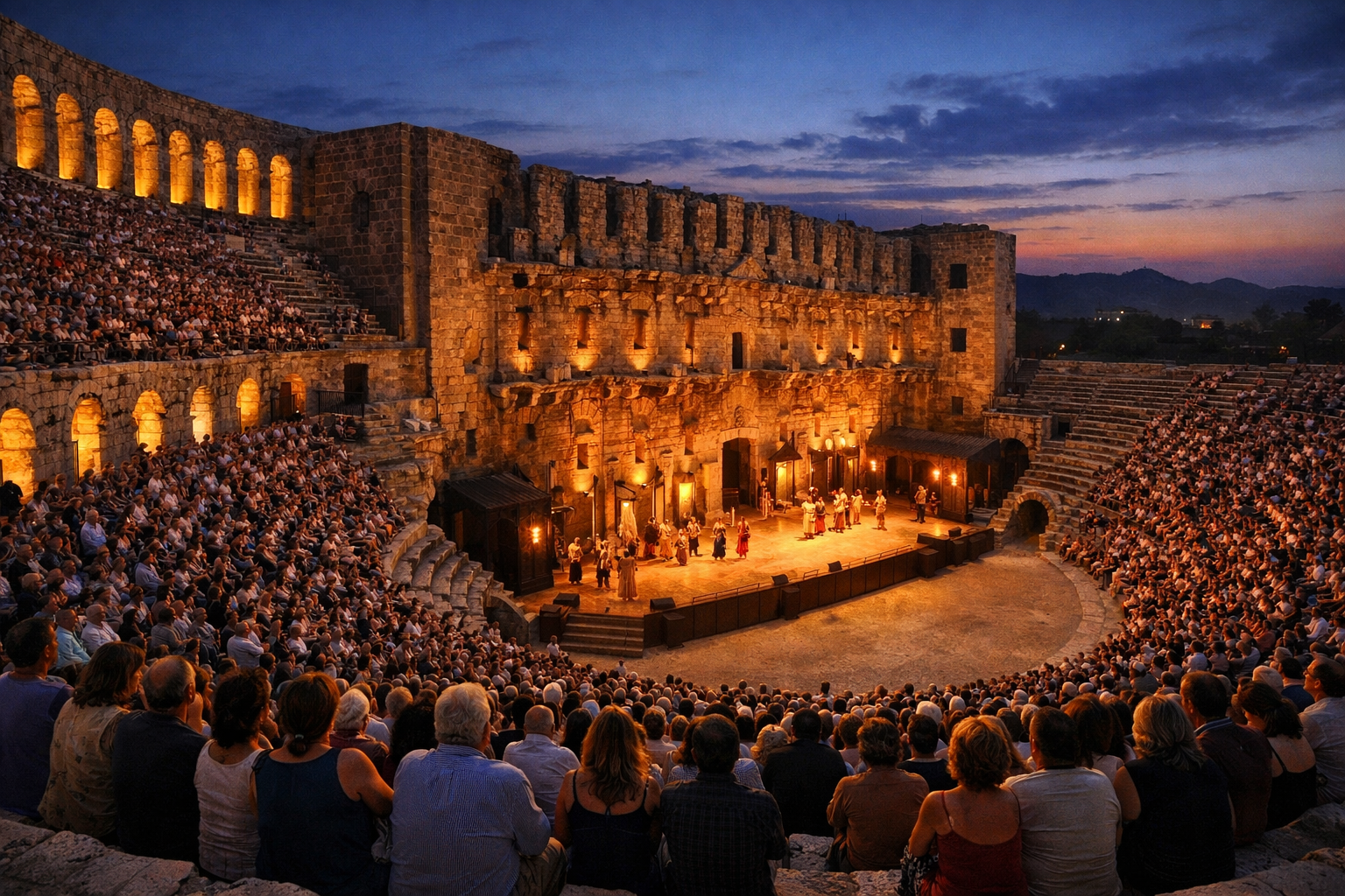 Akdeniz bolgesinde antik tiyatro alani